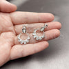 Rhodium Gold Filled Dangle Earring, Teardrop Design, with White Cubic Zirconia, Polished, Rhodium Finish, 02.282.0197