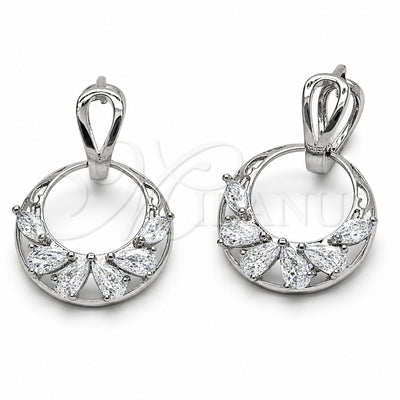 Rhodium Gold Filled Dangle Earring, Teardrop Design, with White Cubic Zirconia, Polished, Rhodium Finish, 02.282.0197