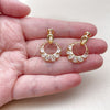 Oro Laminado Dangle Earring, Gold Filled Style Teardrop Design, with White Cubic Zirconia, Polished, Golden Finish, 02.282.0197.1