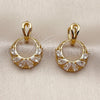 Oro Laminado Dangle Earring, Gold Filled Style Teardrop Design, with White Cubic Zirconia, Polished, Golden Finish, 02.282.0197.1