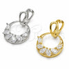 Oro Laminado Dangle Earring, Gold Filled Style Teardrop Design, with White Cubic Zirconia, Polished, Golden Finish, 02.282.0197.1