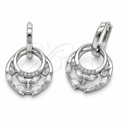 Rhodium Gold Filled Dangle Earring, Teardrop Design, with White Cubic Zirconia, Polished, Rhodium Finish, 02.282.0198