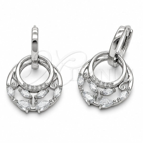 Rhodium Gold Filled Dangle Earring, Teardrop Design, with White Cubic Zirconia, Polished, Rhodium Finish, 02.282.0198