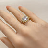Oro Laminado Multi Stone Ring, Gold Filled Style Cluster Design, with White Cubic Zirconia, Polished, Golden Finish, 01.282.0020 (One size fits all)