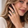 Oro Laminado Multi Stone Ring, Gold Filled Style Cluster Design, with Black and White Cubic Zirconia, Polished, Golden Finish, 01.282.0021 (One size fits all)