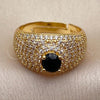 Oro Laminado Multi Stone Ring, Gold Filled Style Cluster Design, with Black and White Cubic Zirconia, Polished, Golden Finish, 01.282.0021 (One size fits all)