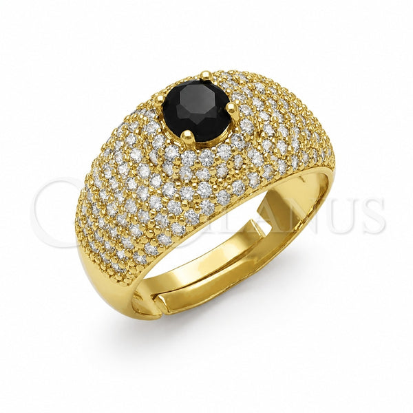 Oro Laminado Multi Stone Ring, Gold Filled Style Cluster Design, with Black and White Cubic Zirconia, Polished, Golden Finish, 01.282.0021 (One size fits all)