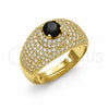 Oro Laminado Multi Stone Ring, Gold Filled Style Cluster Design, with Black and White Cubic Zirconia, Polished, Golden Finish, 01.282.0021 (One size fits all)