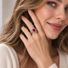 Oro Laminado Multi Stone Ring, Gold Filled Style Cluster Design, with White and Garnet Cubic Zirconia, Polished, Golden Finish, 01.282.0006.1 (One size fits all)