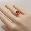 Oro Laminado Multi Stone Ring, Gold Filled Style Cluster Design, with White and Garnet Cubic Zirconia, Polished, Golden Finish, 01.282.0006.1 (One size fits all)