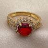 Oro Laminado Multi Stone Ring, Gold Filled Style Cluster Design, with White and Garnet Cubic Zirconia, Polished, Golden Finish, 01.282.0006.1 (One size fits all)