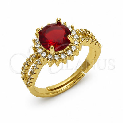 Oro Laminado Multi Stone Ring, Gold Filled Style Cluster Design, with White and Garnet Cubic Zirconia, Polished, Golden Finish, 01.282.0006.1 (One size fits all)