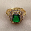 Oro Laminado Multi Stone Ring, Gold Filled Style Cluster and Baguette Design, with Green and White Cubic Zirconia, Polished, Golden Finish, 01.282.0022 (One size fits all)