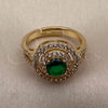 Oro Laminado Solitaire Ring, Gold Filled Style Cluster Design, with Green and White Cubic Zirconia, Polished, Golden Finish, 01.282.0023 (One size fits all)