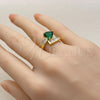 Oro Laminado Multi Stone Ring, Gold Filled Style Heart and Baguette Design, with Green and White Cubic Zirconia, Polished, Golden Finish, 01.422.0001 (One size fits all)