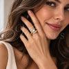 Oro Laminado Multi Stone Ring, Gold Filled Style Baguette Design, with White Cubic Zirconia, Polished, Golden Finish, 01.282.0024 (One size fits all)