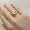 Oro Laminado Multi Stone Ring, Gold Filled Style Baguette Design, with White Cubic Zirconia, Polished, Golden Finish, 01.282.0024 (One size fits all)