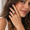Oro Laminado Multi Stone Ring, Gold Filled Style Cluster Design, with Garnet and White Cubic Zirconia, Polished, Golden Finish, 01.282.0025 (One size fits all)