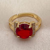 Oro Laminado Multi Stone Ring, Gold Filled Style Cluster Design, with Garnet and White Cubic Zirconia, Polished, Golden Finish, 01.282.0025 (One size fits all)