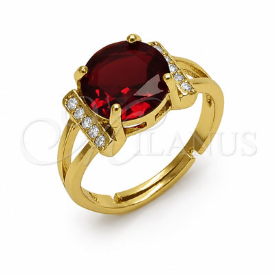 Oro Laminado Multi Stone Ring, Gold Filled Style Cluster Design, with Garnet and White Cubic Zirconia, Polished, Golden Finish, 01.282.0025 (One size fits all)