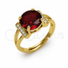 Oro Laminado Multi Stone Ring, Gold Filled Style Cluster Design, with Garnet and White Cubic Zirconia, Polished, Golden Finish, 01.282.0025 (One size fits all)