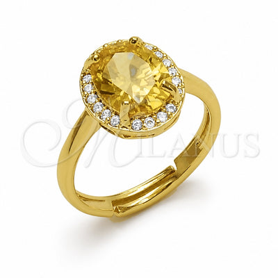 Oro Laminado Multi Stone Ring, Gold Filled Style Cluster Design, with Yellow and White Cubic Zirconia, Polished, Golden Finish, 01.282.0026 (One size fits all)