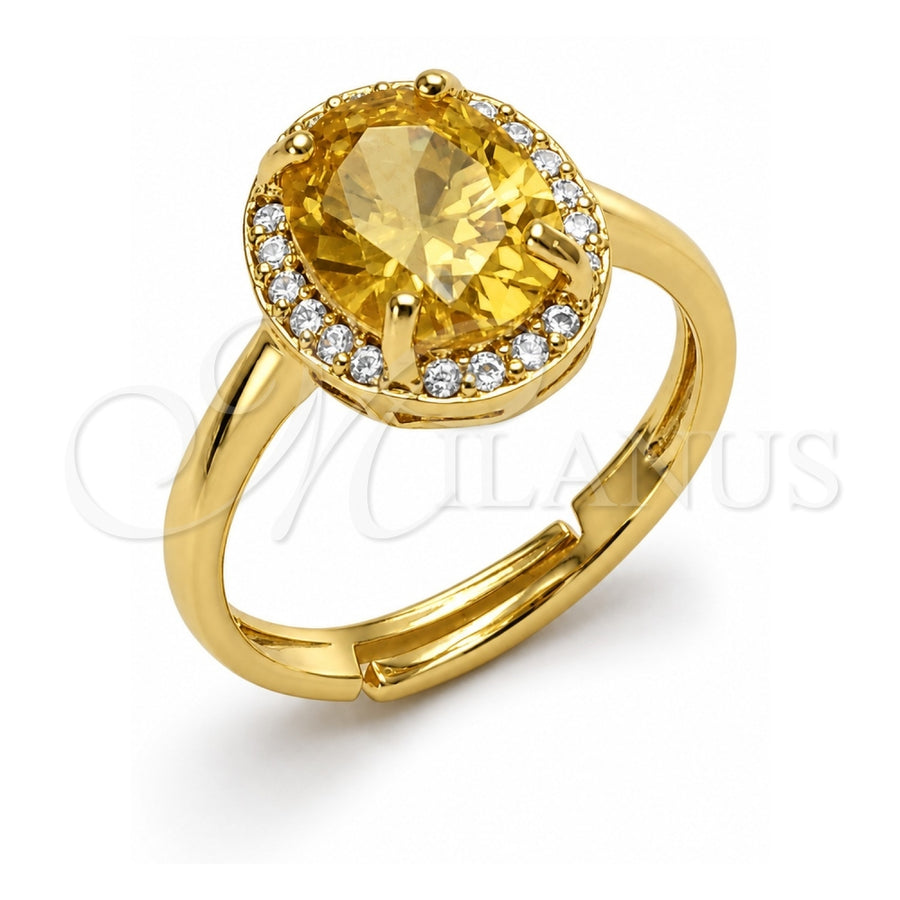 Oro Laminado Multi Stone Ring, Gold Filled Style Cluster Design, with Yellow and White Cubic Zirconia, Polished, Golden Finish, 01.282.0026 (One size fits all)