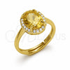 Oro Laminado Multi Stone Ring, Gold Filled Style Cluster Design, with Yellow and White Cubic Zirconia, Polished, Golden Finish, 01.282.0026 (One size fits all)
