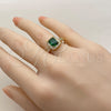 Oro Laminado Multi Stone Ring, Gold Filled Style Cluster Design, with Green and White Cubic Zirconia, Polished, Golden Finish, 01.282.0027 (One size fits all)