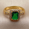 Oro Laminado Multi Stone Ring, Gold Filled Style Cluster Design, with Green and White Cubic Zirconia, Polished, Golden Finish, 01.282.0027 (One size fits all)