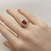 Oro Laminado Multi Stone Ring, Gold Filled Style Cluster Design, with Garnet and White Cubic Zirconia, Polished, Golden Finish, 01.282.0028 (One size fits all)