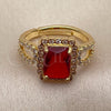 Oro Laminado Multi Stone Ring, Gold Filled Style Cluster Design, with Garnet and White Cubic Zirconia, Polished, Golden Finish, 01.282.0028 (One size fits all)