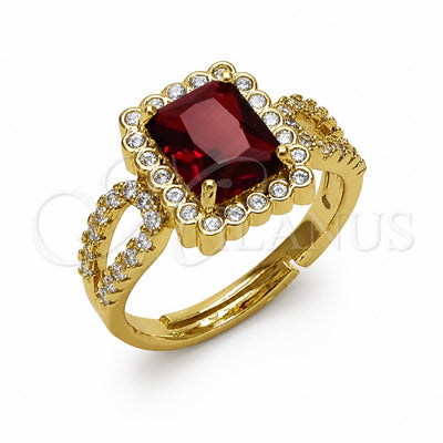 Oro Laminado Multi Stone Ring, Gold Filled Style Cluster Design, with Garnet and White Cubic Zirconia, Polished, Golden Finish, 01.282.0028 (One size fits all)