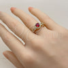 Oro Laminado Multi Stone Ring, Gold Filled Style Cluster and Baguette Design, with Garnet and White Cubic Zirconia, Polished, Golden Finish, 01.282.0029 (One size fits all)