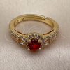 Oro Laminado Multi Stone Ring, Gold Filled Style Cluster and Baguette Design, with Garnet and White Cubic Zirconia, Polished, Golden Finish, 01.282.0029 (One size fits all)