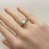 Oro Laminado Multi Stone Ring, Gold Filled Style Heart Design, with White Cubic Zirconia, Polished, Golden Finish, 01.282.0030 (One size fits all)