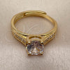 Oro Laminado Multi Stone Ring, Gold Filled Style Heart Design, with White Cubic Zirconia, Polished, Golden Finish, 01.282.0030 (One size fits all)