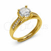 Oro Laminado Multi Stone Ring, Gold Filled Style Heart Design, with White Cubic Zirconia, Polished, Golden Finish, 01.282.0030 (One size fits all)