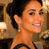 Oro Laminado Long Earring, Gold Filled Style Cluster Design, with White Micro Pave and White Cubic Zirconia, Polished, Golden Finish, 02.282.0139.1