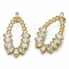 Oro Laminado Long Earring, Gold Filled Style Teardrop Design, with White Cubic Zirconia, Polished, Golden Finish, 02.282.0201