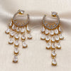 Oro Laminado Long Earring, Gold Filled Style Teardrop Design, with White Cubic Zirconia, Polished, Golden Finish, 02.282.0203
