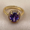 Oro Laminado Multi Stone Ring, Gold Filled Style Cluster Design, with White and Amethyst Cubic Zirconia, Polished, Golden Finish, 01.282.0026.1 (One size fits all)