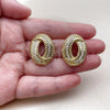 Oro Laminado Stud Earring, Gold Filled Style Love Knot Design, with White Cubic Zirconia, Polished, Golden Finish, 02.282.0209