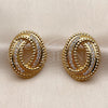 Oro Laminado Stud Earring, Gold Filled Style Love Knot Design, with White Cubic Zirconia, Polished, Golden Finish, 02.282.0209