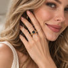 Oro Laminado Multi Stone Ring, Gold Filled Style Infinite Design, with Black and White Cubic Zirconia, Polished, Golden Finish, 01.282.0036 (One size fits all)