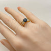 Oro Laminado Multi Stone Ring, Gold Filled Style Infinite Design, with Black and White Cubic Zirconia, Polished, Golden Finish, 01.282.0036 (One size fits all)
