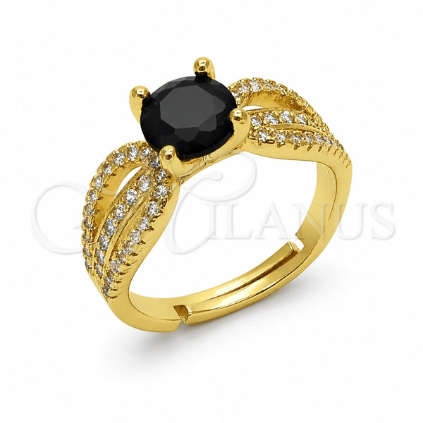 Oro Laminado Multi Stone Ring, Gold Filled Style Infinite Design, with Black and White Cubic Zirconia, Polished, Golden Finish, 01.282.0036 (One size fits all)