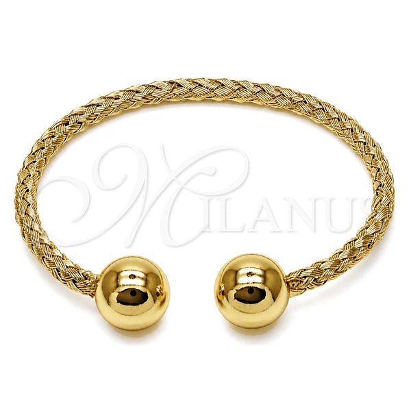 Oro Laminado Individual Bangle, Gold Filled Style Ball Design, Polished, Golden Finish, 07.282.0108 (Thickness, One size fits all)