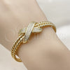 Oro Laminado Individual Bangle, Gold Filled Style Infinite Design, with White Cubic Zirconia, Polished, Golden Finish, 07.282.0109 (Thickness, One size fits all)