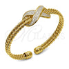 Oro Laminado Individual Bangle, Gold Filled Style Infinite Design, with White Cubic Zirconia, Polished, Golden Finish, 07.282.0109 (Thickness, One size fits all)